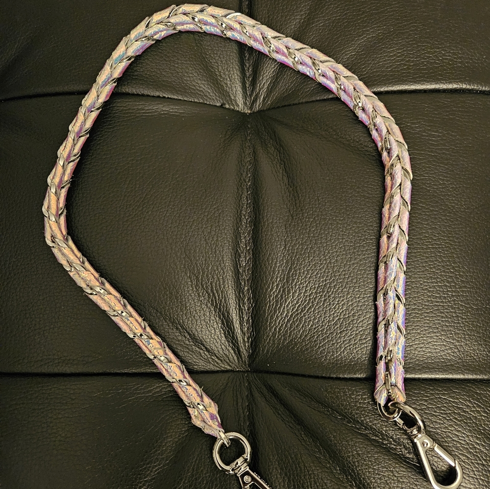 MZ Wallace Iridescent Leather Braid Chain/Strap